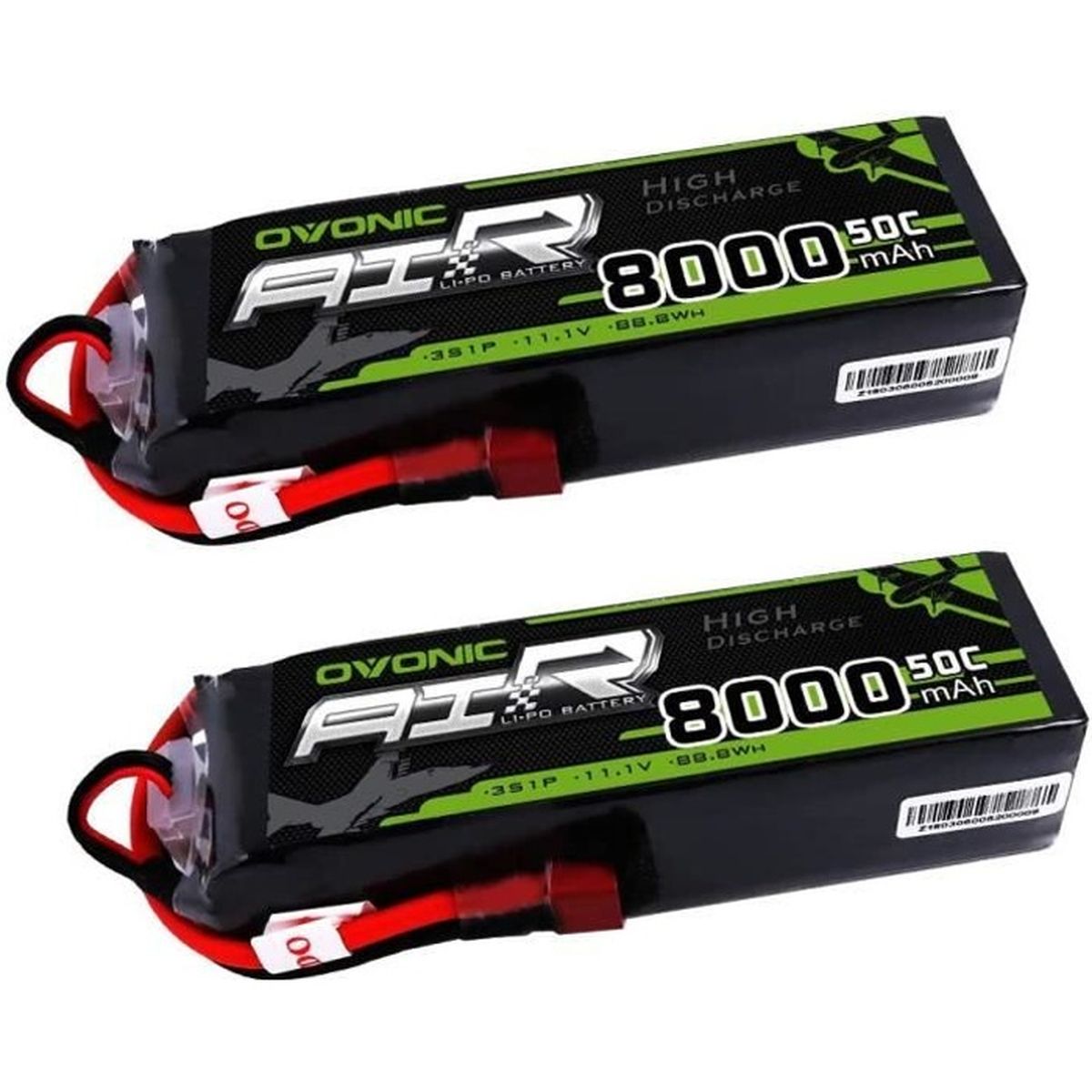 OVONIC Lipo 3S 8000mAh 50C 11.1V with Dean-Style T Connector for RC Airplane Helicopter Car Truck Truggy RC Hobby DIY (2 packs