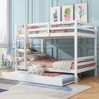 SWEIKO Lit superposés Lit jeune 140x200 cm Lits d'enfant avec lit gigogne Rampes hautes Escalier stable Blanc