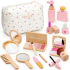 Maquillage Enfant Fille en Bois,Maquillage Bois Enfant Maquillage Enfants en Boises,Maquillage pour Filles,Faux Coffret Jouet,Trousse de Maquillages Cadeau d'anniversaire pour Filles 3+ Ans