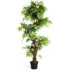 GOPLUS Plante Artificielle en Pot Hauteur 160CM, Art Floral Faux Bonsaï Décoration en Plastique, Décorations Intérieur Extérieur