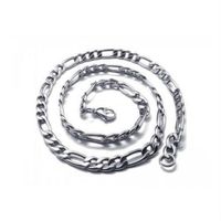 Chaine homme acier inoxydable couleur argent maille figaro 50cm 7mm