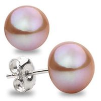 Secret & You - Boucles d'oreilles en perles de culture d'eau douce forme de bouton couleur rose lavande  - Argent sterling 925 -