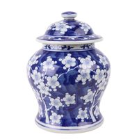 Pot à Gingembre Chinois Bleu Blanc Porcelaine Fleur D18 x H 24 cm - Fine Asianliving