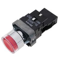 CableMarkt - Poussoir à gâche 400 V 10 A avec bouton de verrouillage avec lumière LED de couleur rouge de 22 mm