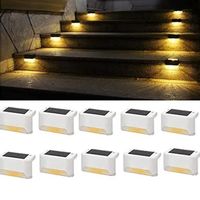 10 Pack Solar Railing LED Lights Outdoor, Waterproof Solar Step Light Used for Stairs, Fence, Deck, Garden, Patio Yard,Porch(Blanc)
