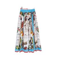 Traf-Jupe longue plissée pour femme,pur coton,impression 3D,haute qualité,vêtements Y2K,nouvelle mode,grande - White[D9309]