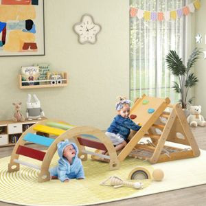 Cadre D’Escalade Intérieur Multifonction – Triangle, Arc, Toboggan, Échelle, Repose-Pieds – HDPE Antidérapant – Charge 50kg – Dès 1 An
