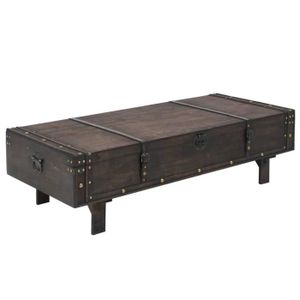 TABLE BASSE Table basse - ARAMOX - Bois massif - Style vintage - Marron - 120 x 55 x 35 cm