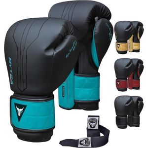 GANTS DE BOXE Gants de boxe - Turquoise - Mytra Fusion BS-22, bandes de boxe Inclus, Gants de MMA, Muay Thai, Kick Boxing Hommes & Femmes 16 OZ