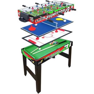 TABLE MULTI-JEUX Table de jeu 4 en 1 - SPORT 1 - Mini baby-foot, billard, carambole, hockey - Bois - Mixte