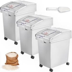 ANMOO Lot de 2 boîtes hermétiques pour farine 20 kg, récipients de stockage pour riz et ANMOO Lot de 2 boîtes hermétiques pour farine 20 kg, récipients de stockage pour riz et