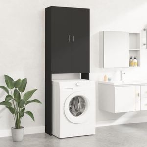 Meuble pour machine à laver Kuba 4 étagères, 1 porte tournante-chêne clair/ noir Scandinave, Moderne - Symbiosis