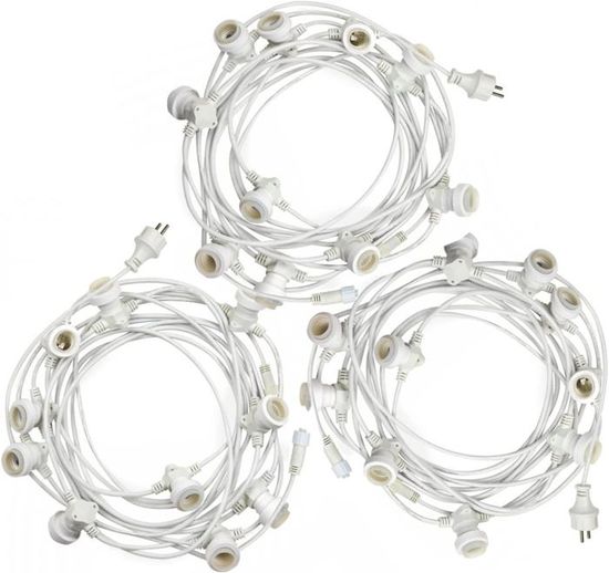Guirlande Lumineuse Extérieure 10 Douilles E27 - 5 M Extensible, IP54 étanche, Noir - Pour Jardin, Terrasse, Fêtes En Plein Air