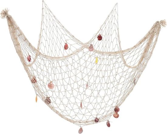 Lot de 4 filets de pêche naturels décoratifs 203,2 x 101,6 cm, décoration murale en coton pour décoration de fête sous l'eau, sirène, pirate, hawaïen, thème océan nautique, plage, fête (beige