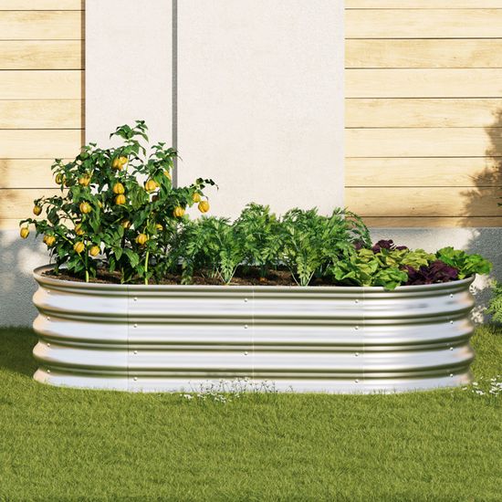 INNO STAGE Lot De 2 Jardinières Surélevées Réglables 1,5 M - Acier Solide Pour Légumes, Herbes & Fleurs, Argenté