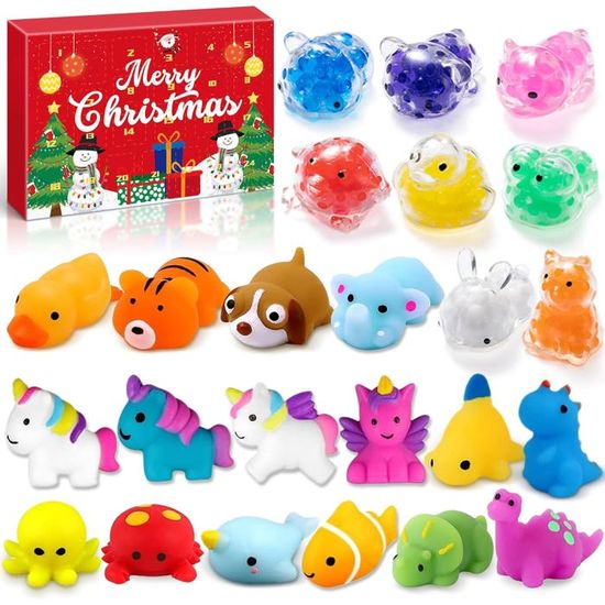 Calendrier De L'Avent 2025 Avec 24 Squishies Mochi - Dont Père Noël Lumineux, Jouets Non Toxiques, Réutilisables Pour Enfants - 10