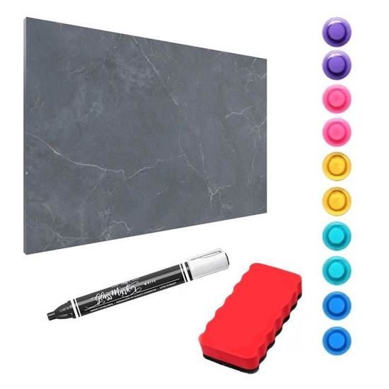 Tableau Magnétique Mural Noir 30x50 Cm - Surface Écriture Craie Effaçable - Kit De Fixation Inclus