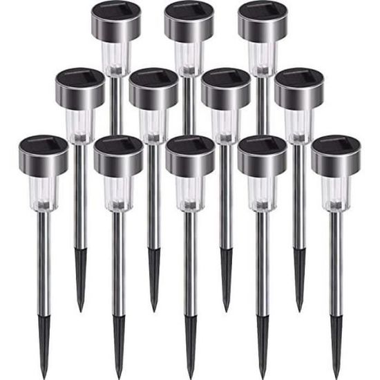 Lampes Solaires Extérieures Encastrables - Lot De 12, 8 LEDs, IP68, Bleu, éclairage Jardin - 11