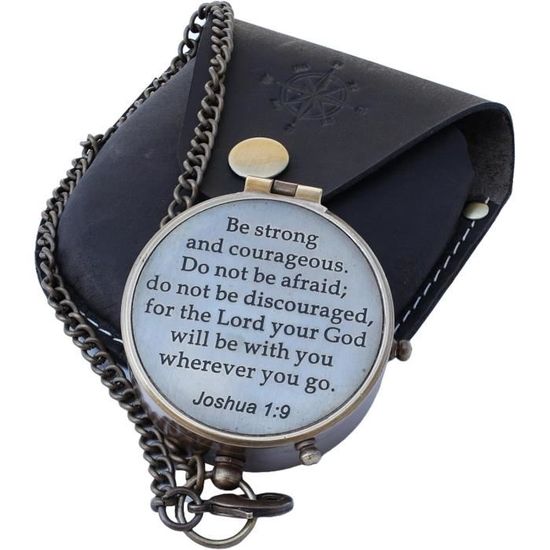 Boussole Gravée Trust In The Lord With All Your Heart - Proverbes 3 : 5-6 Avec Citation Gravée Avec Boîte En Bois, Boussole De Camping, Boussole