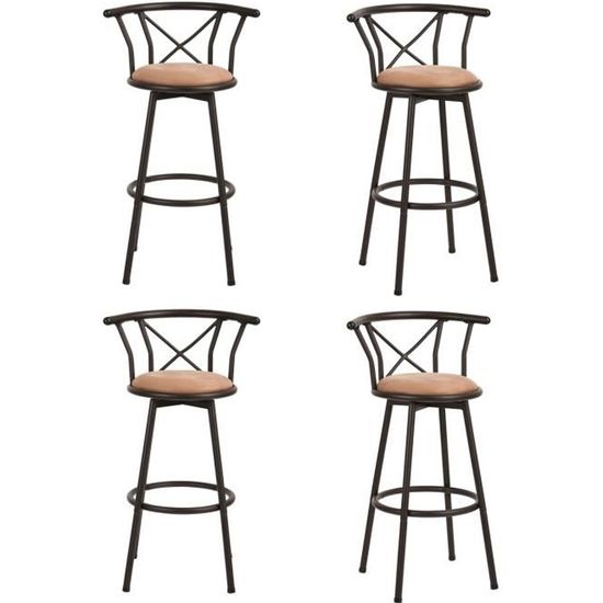 SoBuy FST45-DG Tabouret de Bar,Cuisine Rotatif à 360° avec Dossier et Repose -Pieds,Fauteuil bistrot Haute qualité -Gris | Leroy Merlin