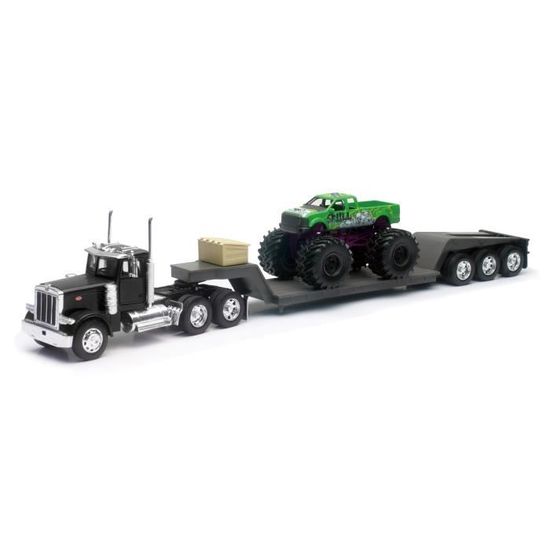 Camion 1/32ème PETERBILT 389 remorque plate avec tracteur agricole et