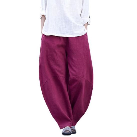 Pantalon Large Femme Lin Coton - Style Lanterne Décontracté - Neuf Avec étiquettes