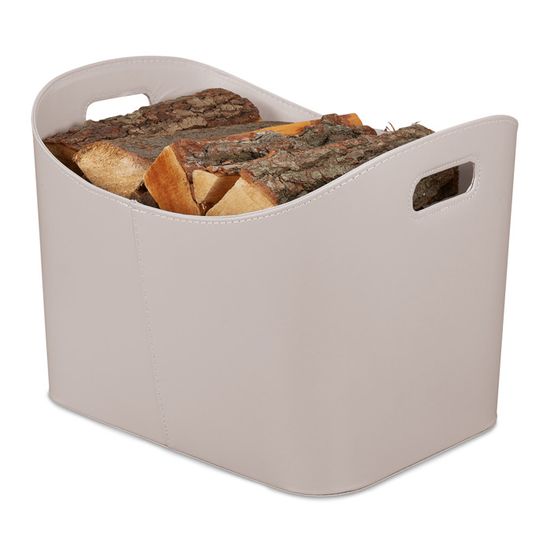 Panier à Bûches en Simili Zwart avec Poignées B-Ware Rond ou Rectangulaire - Taille : Rond