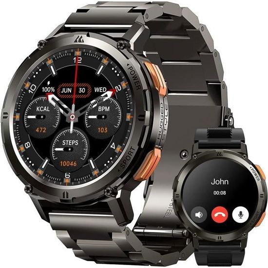 SUNKTA Montre Connectée Pour Homme, Avec Batterie 600 MAh