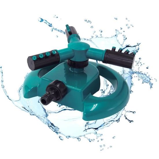 Arroseur De Pelouse 3 Bras Rotatif 360° - Grande Couverture, Résistant Aux Intempéries, Pour Jardin, Potager, Ferme
