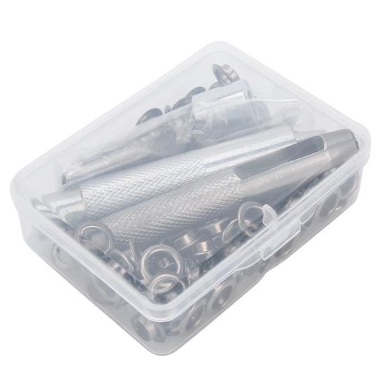 Lot De 100 œillets 3mm + Outil – Gris Foncé – Pour Chaussures, Sacs, Trousse