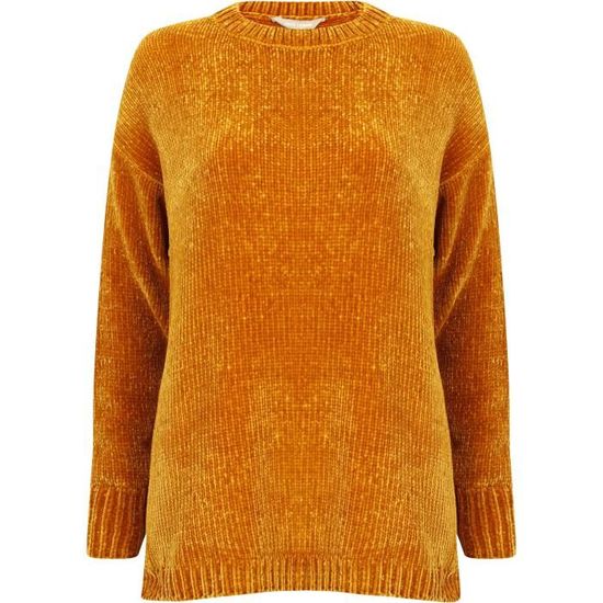 TOKYO LAUDRY Robe Pull Uni Chenille Jaune Moutarde Femme Ocre