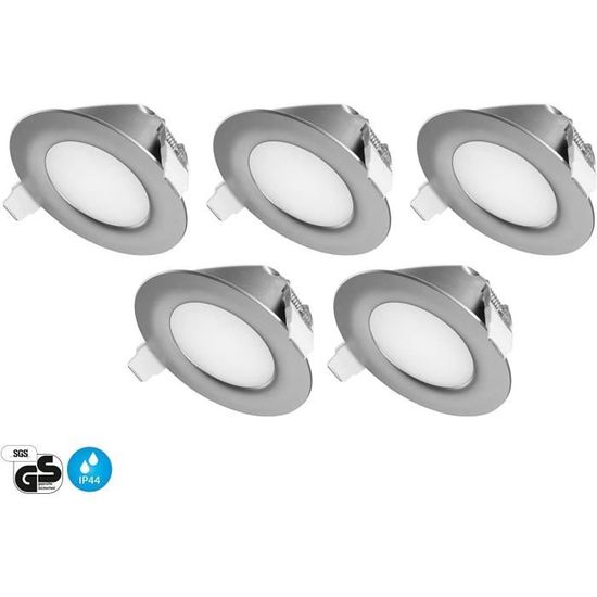 Lot De 12 Spots Encastrables SEBSON IP44 Pour Salle De Bain - Aluminium Blanc - Douille GU10 Incluse - Ø90mm - Pour Plafond Creux