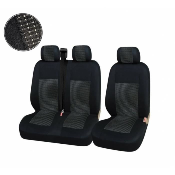 2+1 UNIVERSEL LUXE HOUSSES COUVRE-SIEGES NOIR-NOIR POUR RENAULT TRAFIC 2000-2013