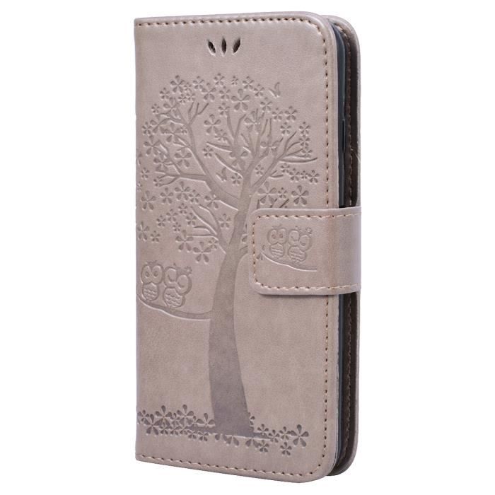Young Rich Housse Coque iPhone 6/6s Embossing Design Case Couverture Magnétique Kickstand Protection Complète (Gris)
