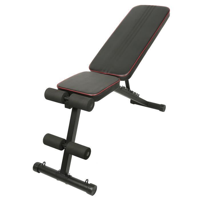 LAIZERE® Banc de Musculation Pliable Multifonction Sit-up Fitness Equipment, Avec 2 Cordons, Noir + rouge