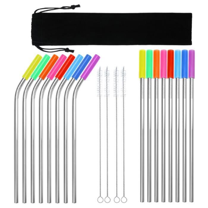 37 pièces pailles réutilisables portables durables pratiques en acier inoxydable pour la maison voyage à NON-DISPOSABLE STRAW