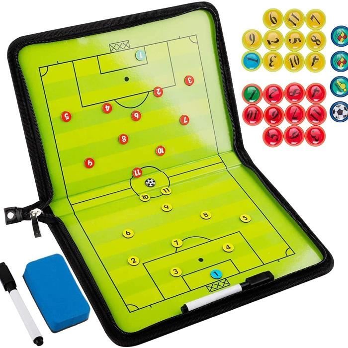 Tableau tactique football,entraîneur Board avec crayons,gomme,aimants,avec fermeture éclair,Soccer Coach Board pour Entraînement