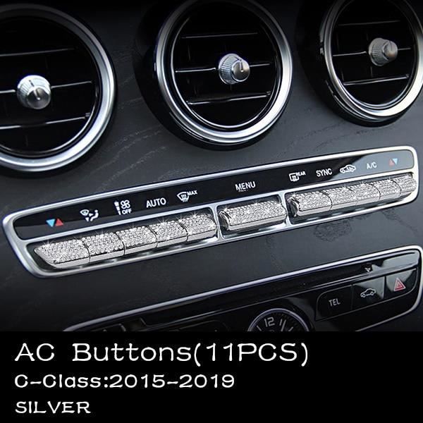 Décoration Véhicule,Pour Mercedes Benz Accessoires Classe C W204 W205 AMG Autocollant Bling Pièces Intérieures - Type 7Silver