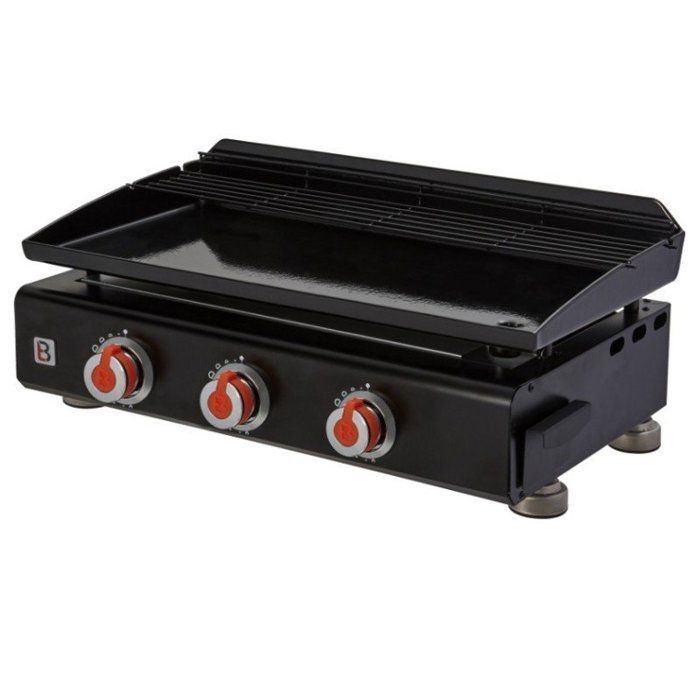 Plancha à gaz Silvia II G 3 Feux - BRASERO - Plaque Fonte émaillée fabriquée en France - 67 x 34 cm - 7,5 kW Noir