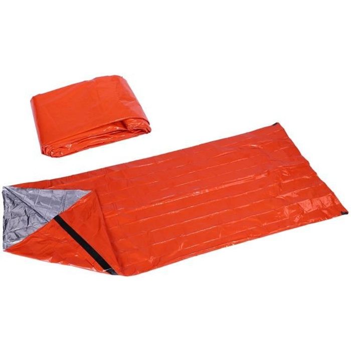 Sac de Couchage Survie Sac Camping d'urgence Étanche Léger Tente de Sauvetage Résistant aux Intempéries Très Visible en Plein Air