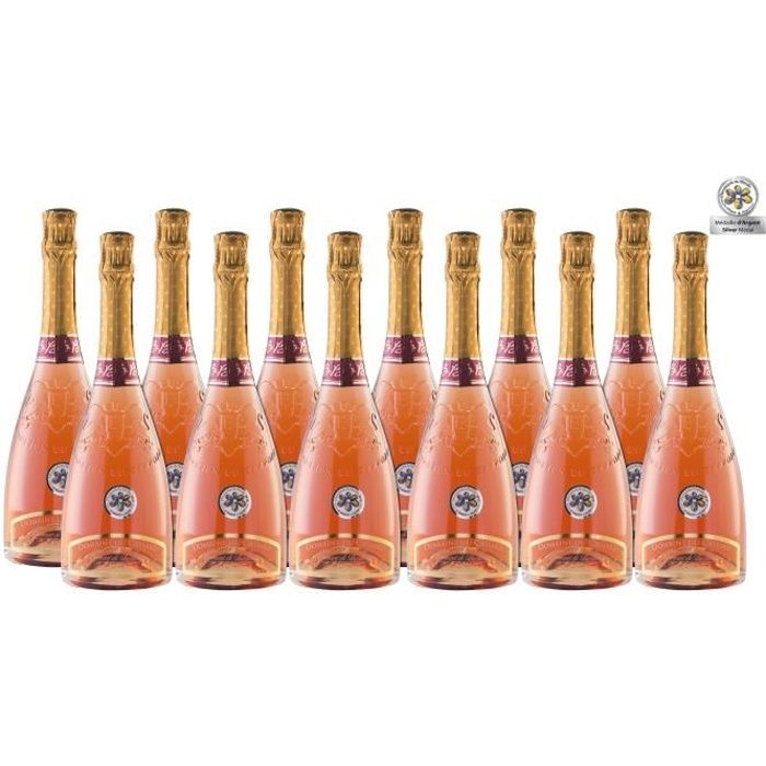 Lot de 12 bouteilles Crémant de Bordeaux Rosé Domaine du Cassard- Médaille d'argent au Concours de l’effervescent du Monde
