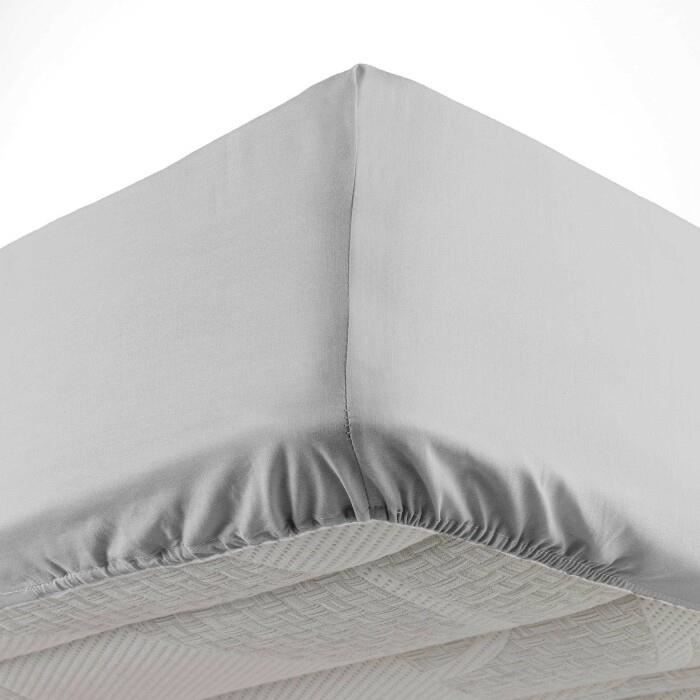 DRAP HOUSSE 1 PERSONNE 90 x 190 CM MICROFIBRE UNIE OSCAR GRIS CLAIR