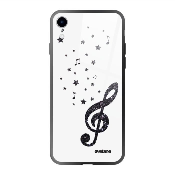 Coque en verre trempé pour iPhone Xr Note de Musique Ecriture Tendance et Design Evetane.