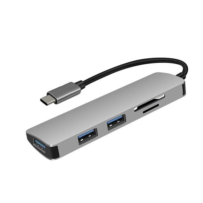 Hub USB-C universel HEDEN pr Macbook/PC 3*USB-A 3.0, Lecteur de carte SD/Micro SD