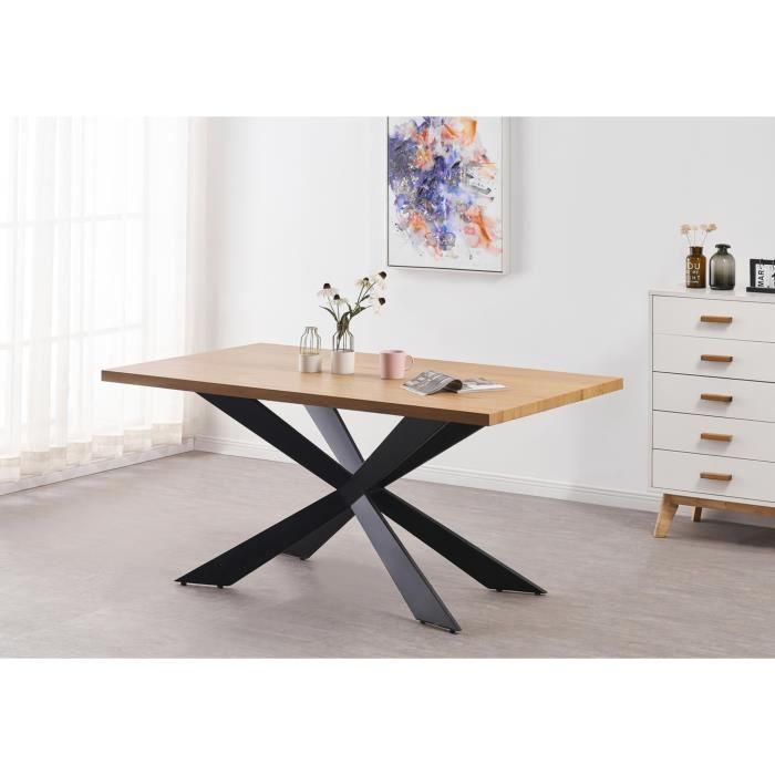 DUKE Table à Manger Style Scandinave - Coloris Chêne - Style Contemporain - Salle à Manger, Cuisine