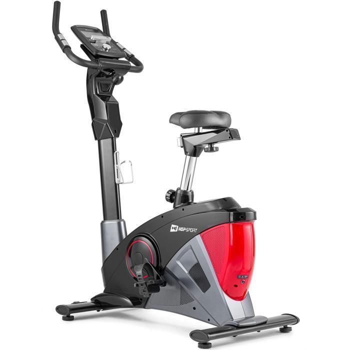 Hop-Sport Vélo d'appartement Ergomètre Apollo HS-090H ROUGE Smartphone Contrôle de résistance sur 32 Niveaux Masse d'inertie 13 kg