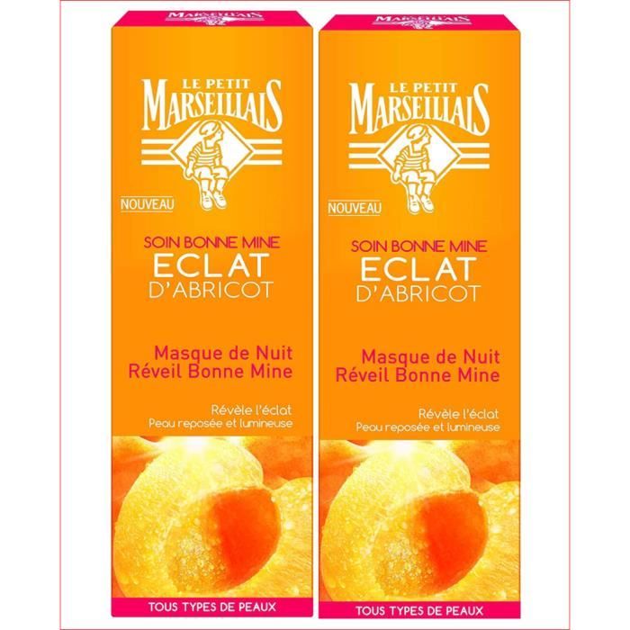 Le Petit Marseillais Masque Nuit Réveil Bonne Mine Eclat Abricot Tub 50 ml - Lot de 2