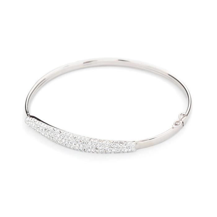 Mes-bijoux.fr - Bracelet Femme Métal Argenté et ornée de Cristaux de Swarovski Element - WRT26Crygv