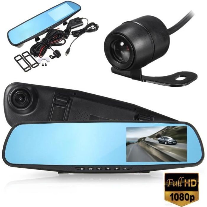 NEUFU 4'' HD 1080P Rétroviseur Enregistreur Caméra Double DVR Voiture