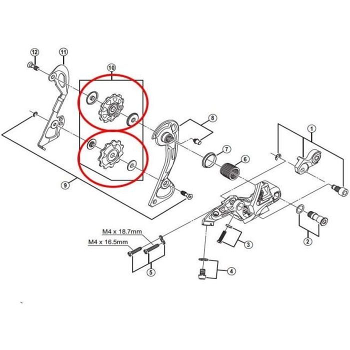 Transmissions Dérailleurs arrières route Shimano Bearing Pulleys Rd-980